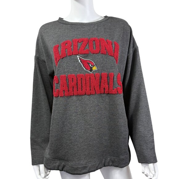 NFL Team Apparel Womens Arizona Cardinals Gray Sweatshirt Size L Red Logo Design - Picture 1 of 6